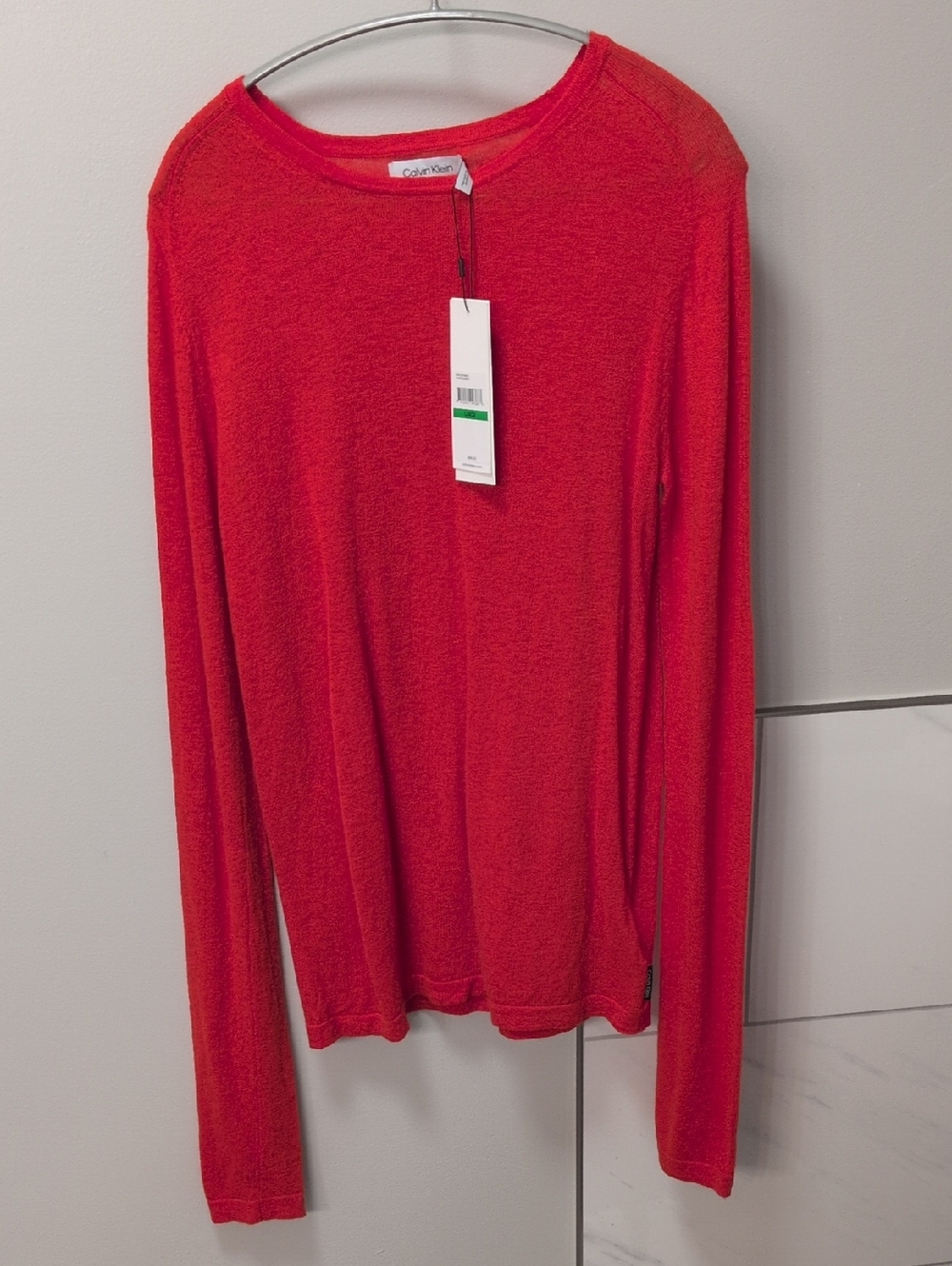 Calvin Klein Vibrant Orange Long-Sleeve Crew Tee